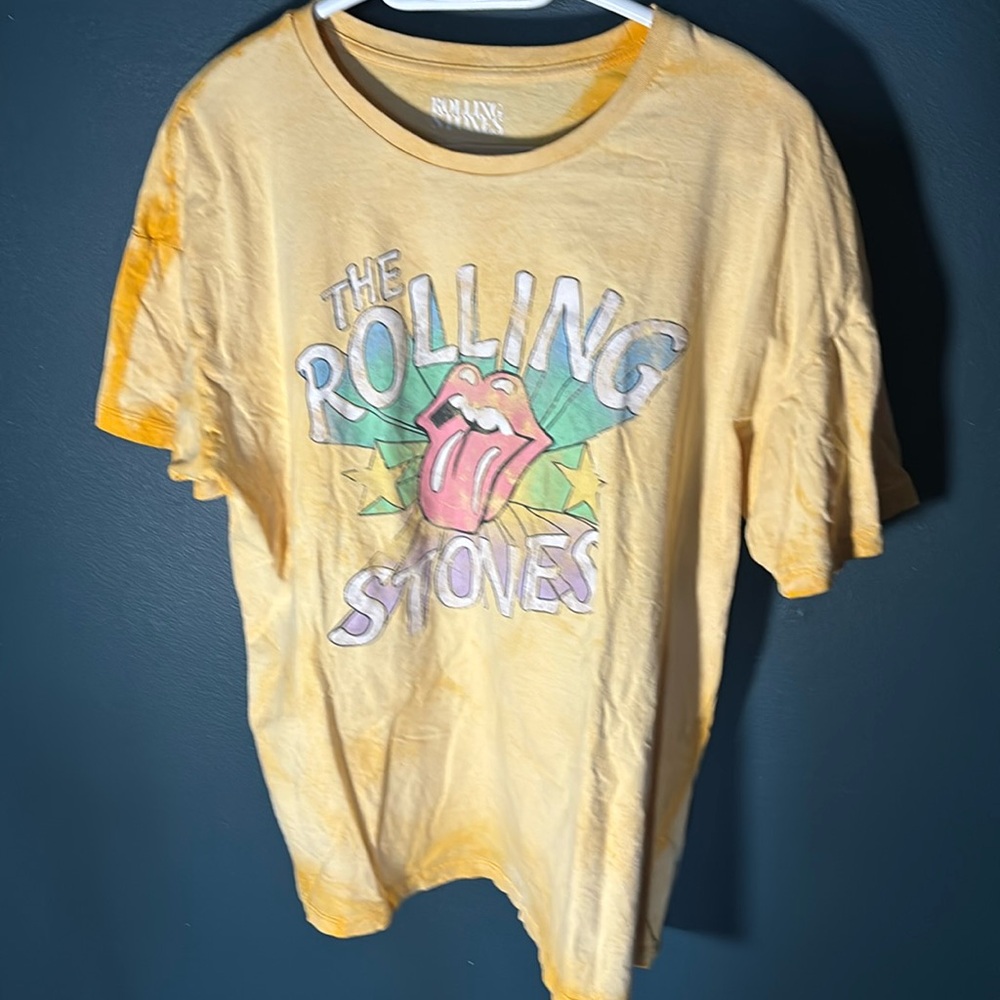 The Rolling Stones Men’s Graphic Yellow  Tie Dye T-Shirt Tongue Size Large